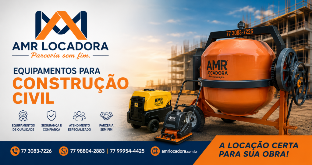 Locação de equipamentos para construção civil Aluguel de equipamentos para construção civil Locadora de equipamentos em Vitória da Conquista Aluguel de betoneira Locação de andaimes Aluguel de escoras metálicas Aluguel de compactador de solo Locação de gerador Equipamentos para construção civil Locadora de equipamentos para obras Betoneira para aluguel Andaime para aluguel Escora metálica para locação Compactador sapo para aluguel Gerador portátil para locação Equipamentos para reforma e construção