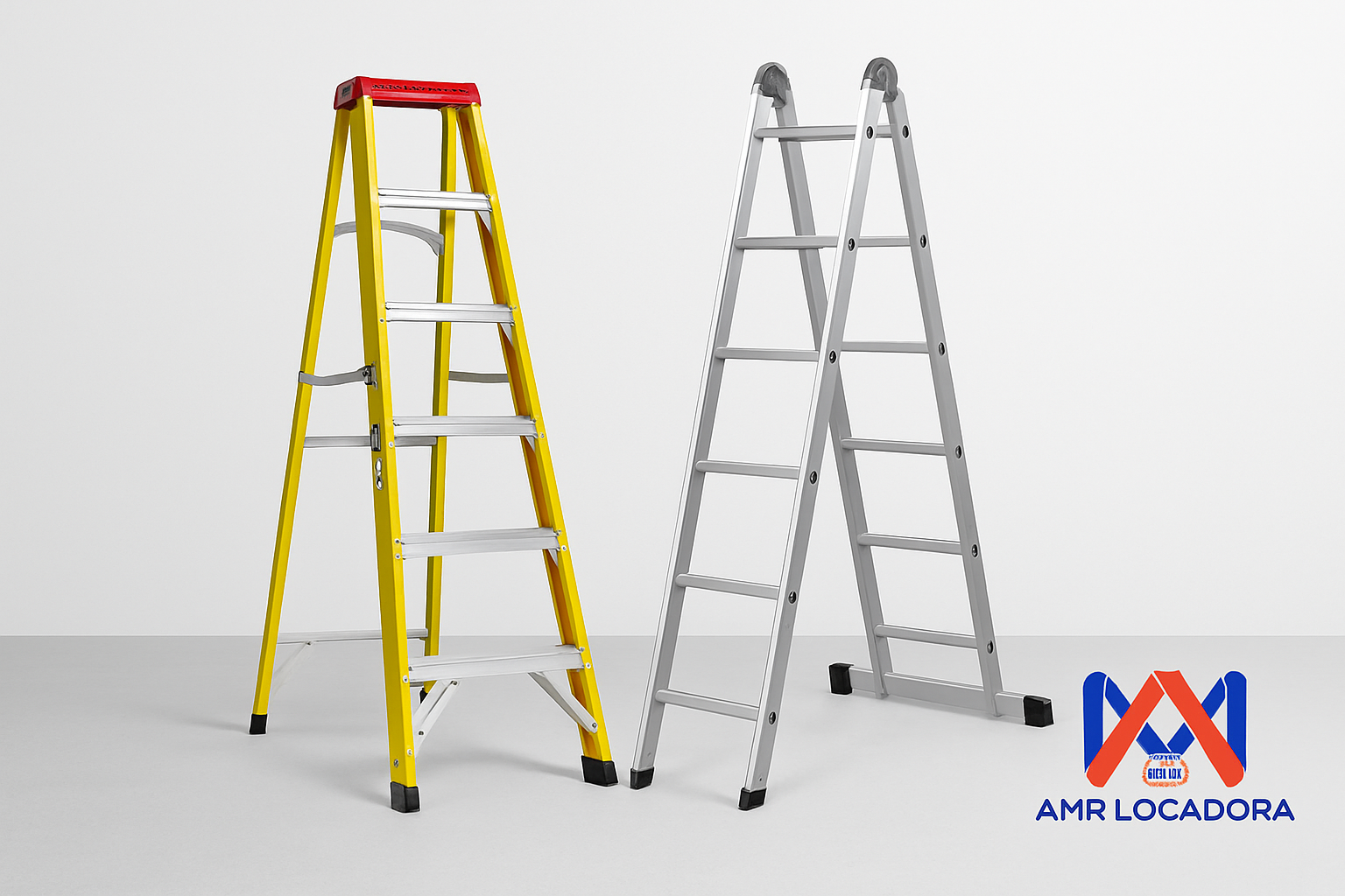 escada para construção escada para obra escada para locação escada de aço para alugar escada de fibra para locação amr locadora amr locadora express amr express
